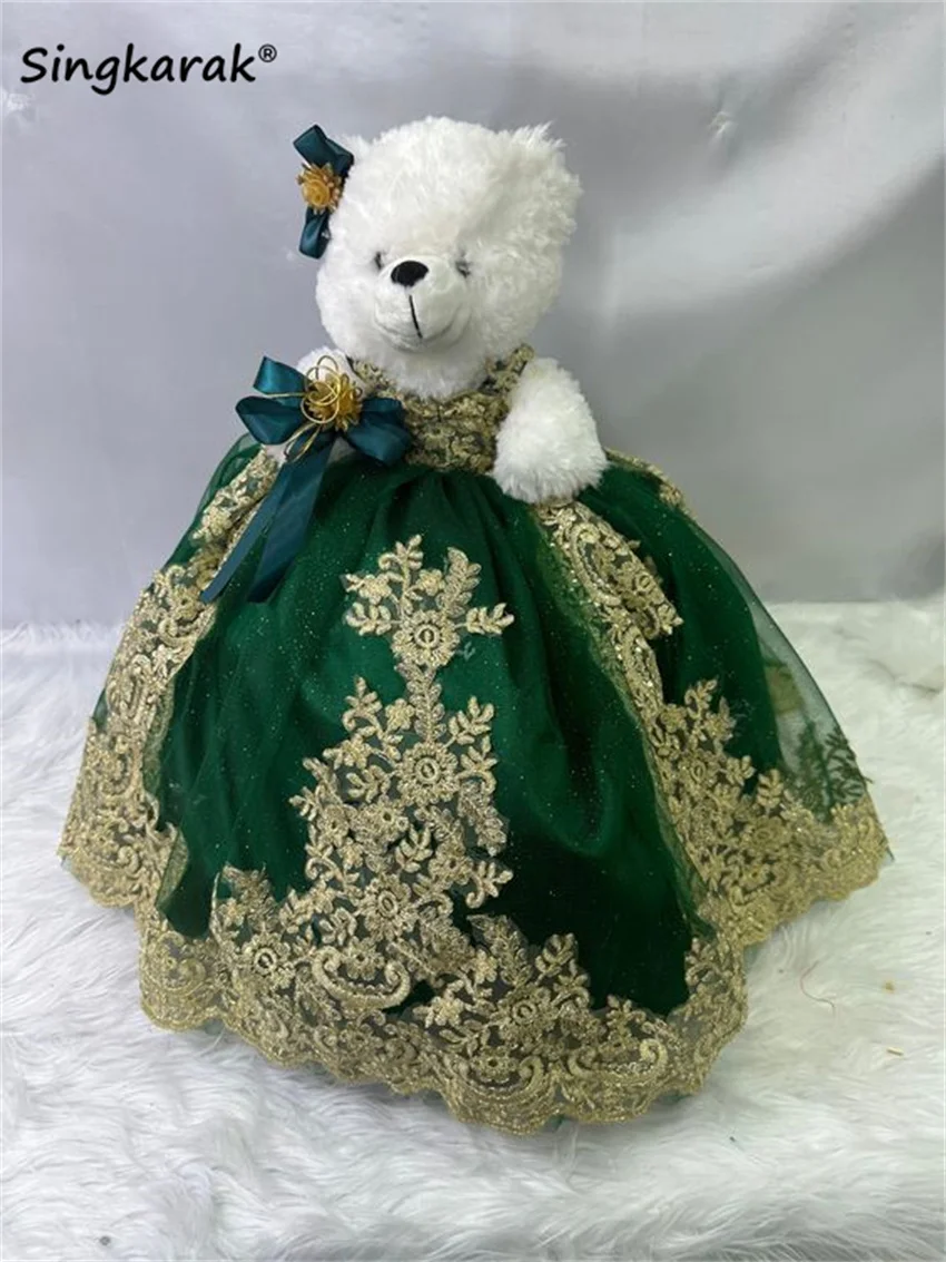 

Special Link For Personalized Quinceanera Teddy Bear Dress Luxury Applique Strap Dress Emerald Green Bear Not Included Customize