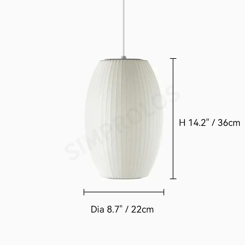 HomeLover Nelson Bubble Silk Fabric LED Pendant Lamp White 9