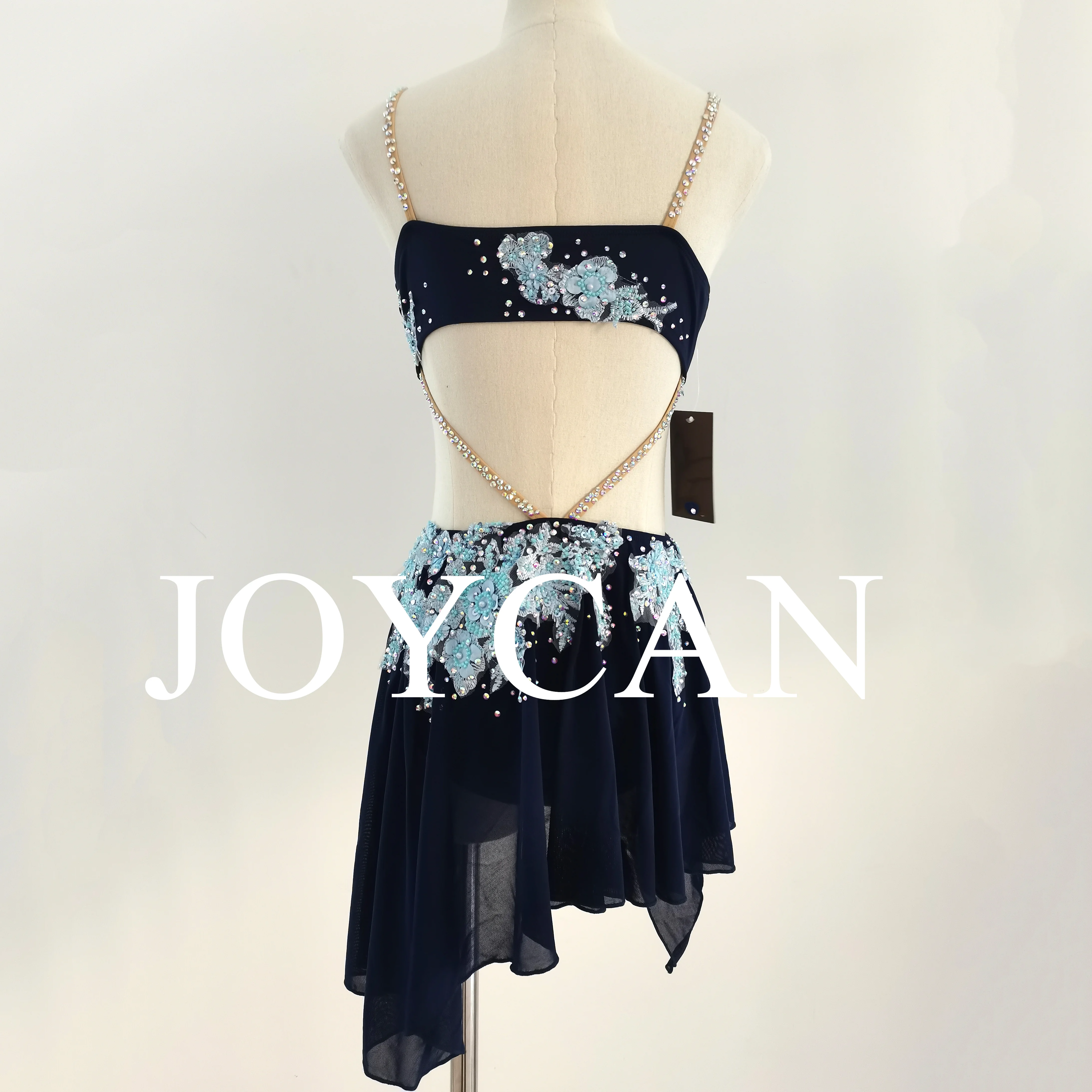JoyCan Lyrical Dance Dress Blue Jazz Dance Costume Pole Dancing Clothes Girl Performance Training BD9183
