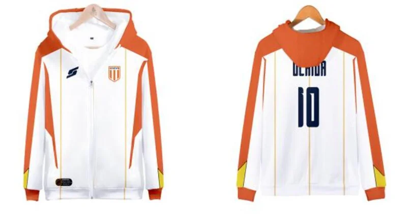 3D Print Anime Captain Tsubasa Ozora Tsubasa Kojiro Hyuga Costume Unisex Hoodie Zipper Hooded Jacket Soccer Jerseys Uniform