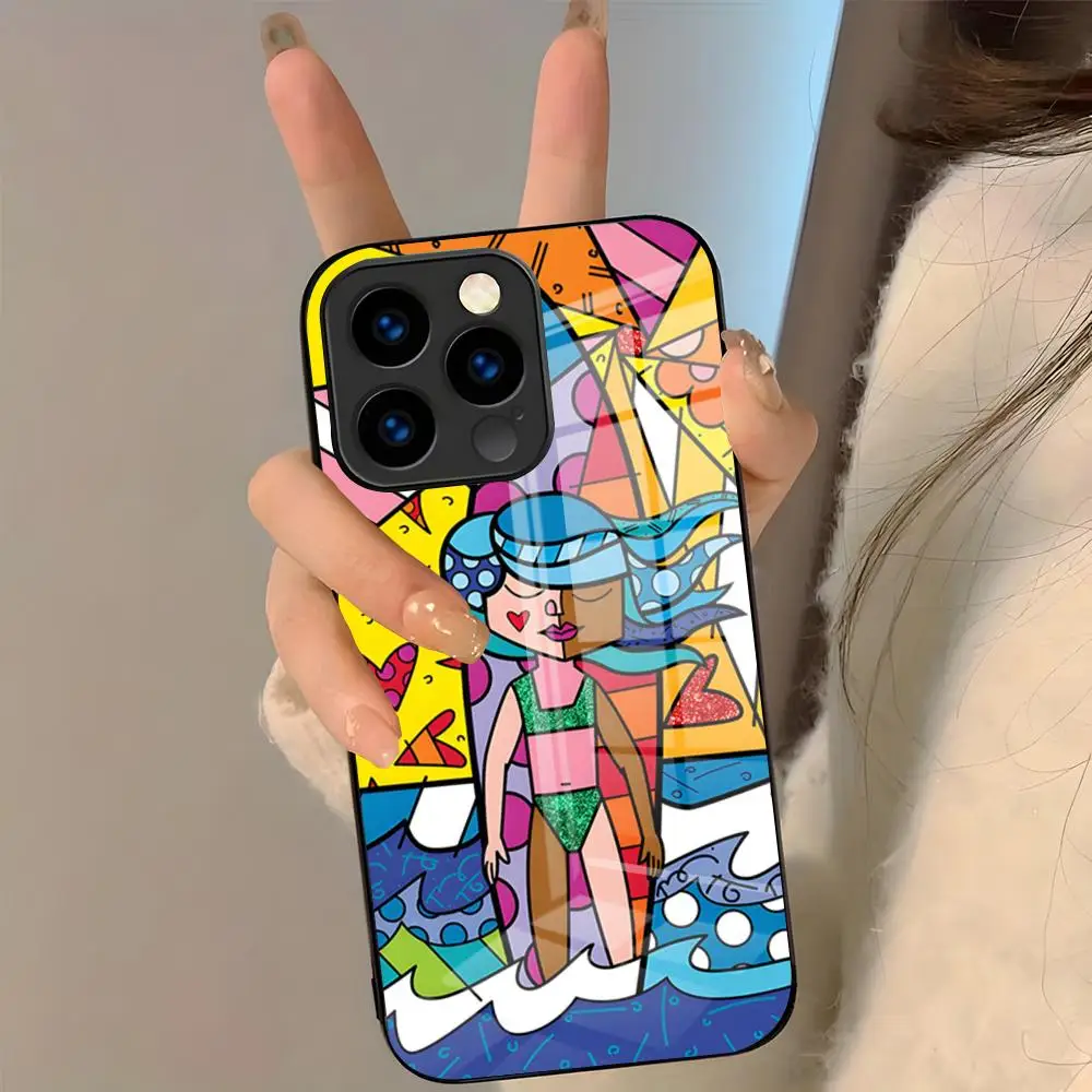 Künstler R-Romero B-Britto Handyhülle für iPhone 17 Pro Max 16 15 14 Pro Max 13 11 Plus Glasabdeckung