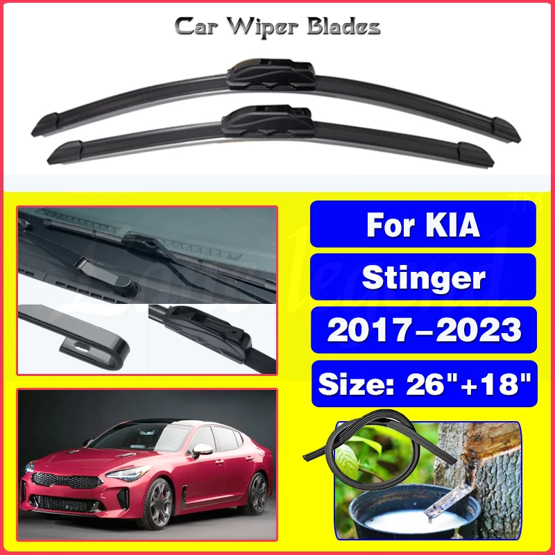 

For Kia Stinger 2017 2018 2019 2020 2021 2022 2023 Front Wiper Blades Brushes Cutter Cleaning Window Windshield Windscreen