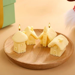 3D Small House Castle Candle Silicone Mold Wooden House Aromatherapy Candles DIY Mold Home Crafts Ornaments Cake Mould