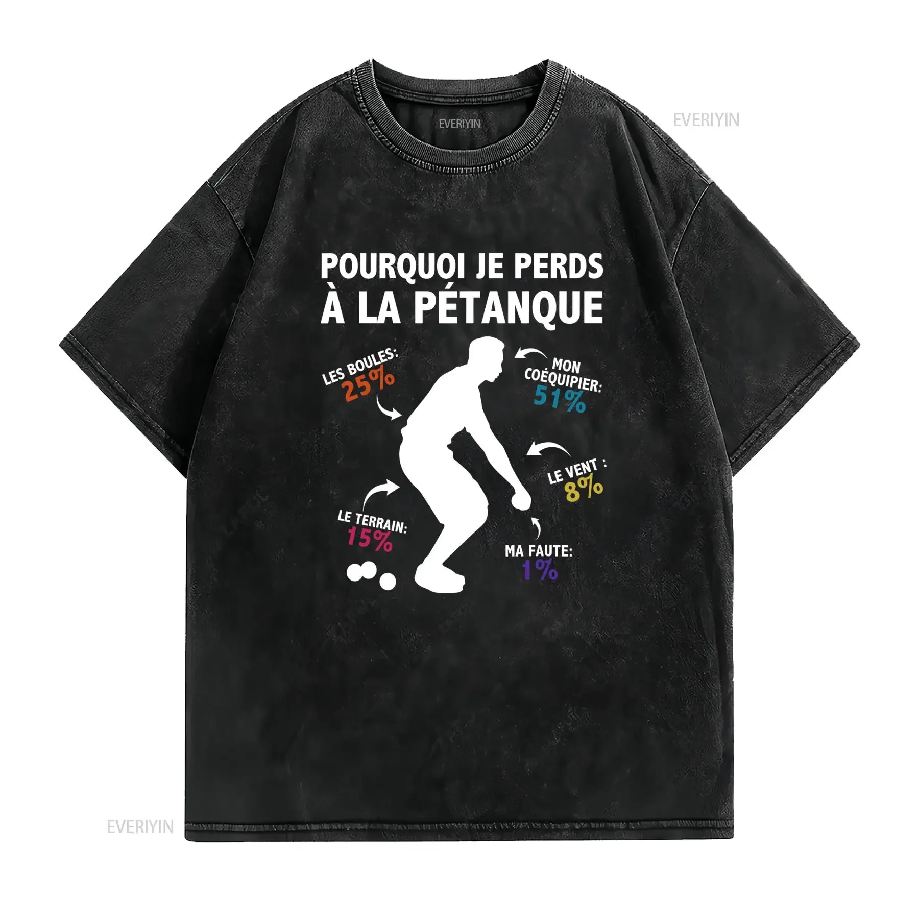 Funny Petanque Losing Excuse Quote Print Casual T Shirt vintage Washed streetwear Stylish designer clothes fashion Breathable