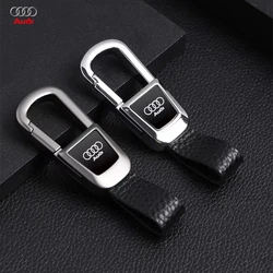 3D Metal/Leather Car Emblem Key Chain Decorative Keychain Ring For Audi A4 B5 B6 A3 8P 8V 8L A5 A6 C6 C5 A1 A7 A8 Q2 Accessories