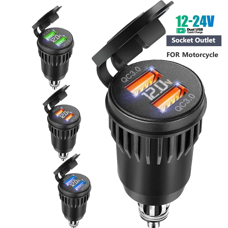 Universal tomada porta usb carro carregador rápido tomada qc3.0 adaptador de tomada de energia adaptador de carregamento para 12v 24v motocicleta barco