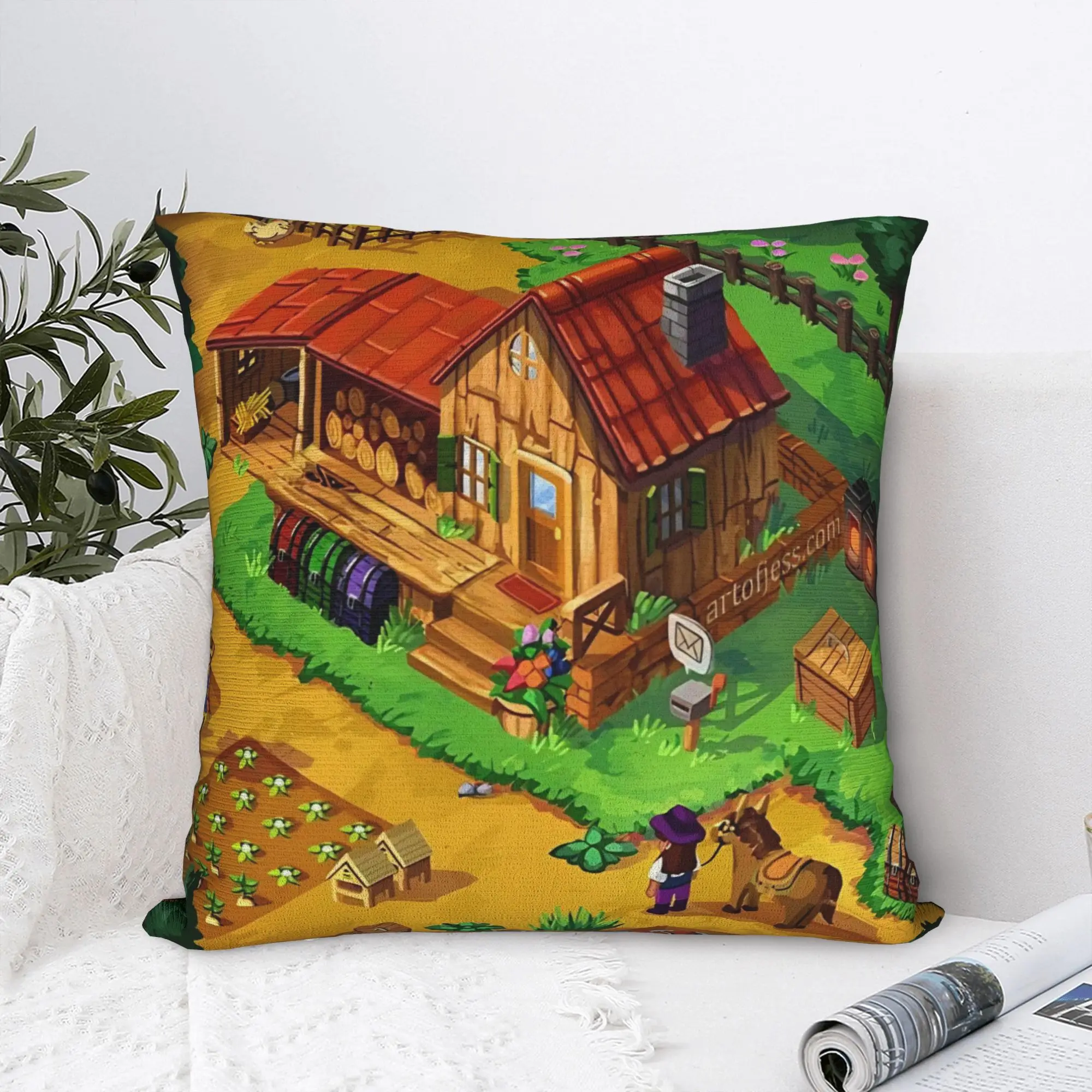 

Stardew Valley Animals Chicken Pillowcases Retro Trendy Pillow Case For Office Car Home Decor Comfy Pillow Cover