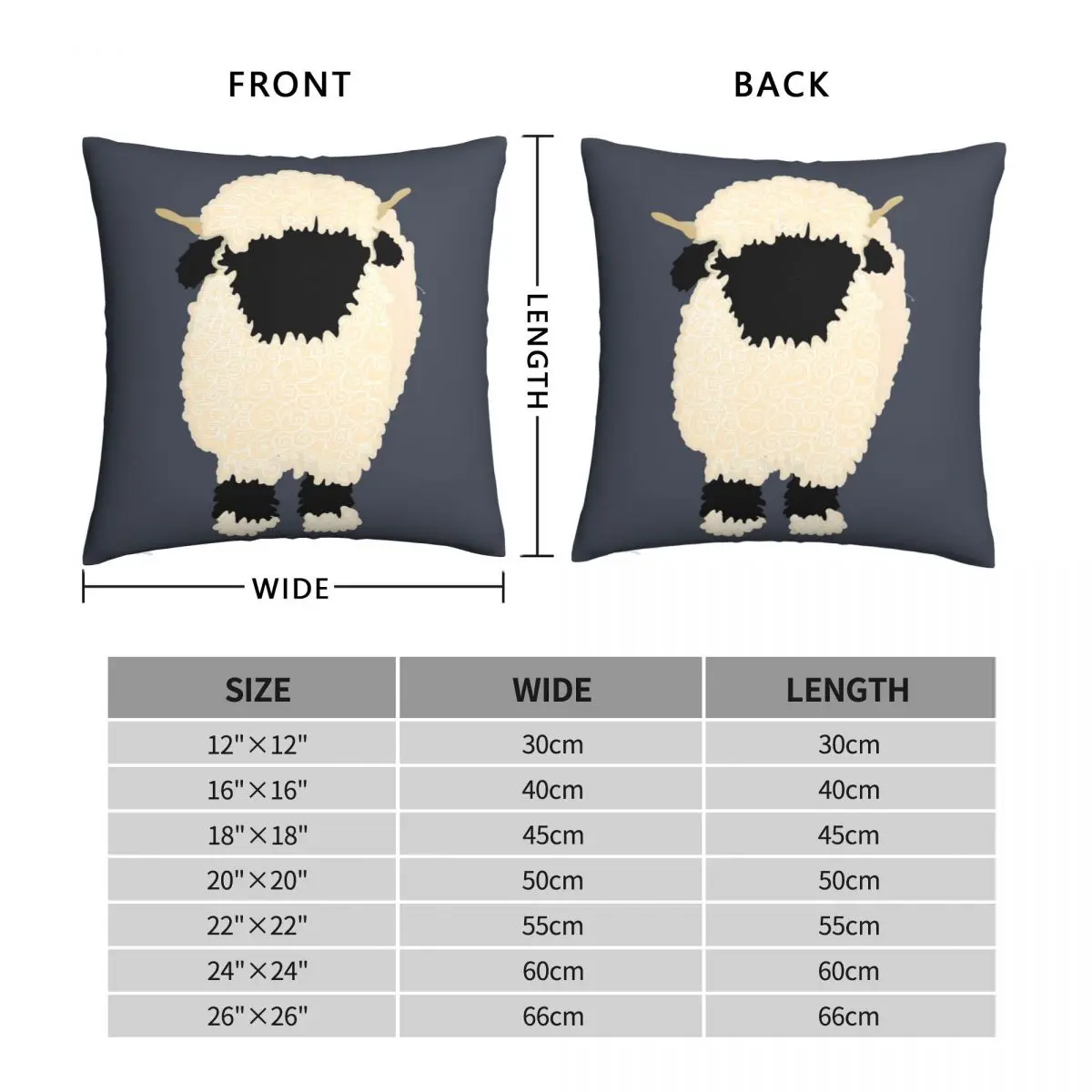 Black Nose Valais Sheep Square Pillowcase Polyester Linen Velvet Printed Zip Decor Pillow Case Home Cushion Cover Wholesale