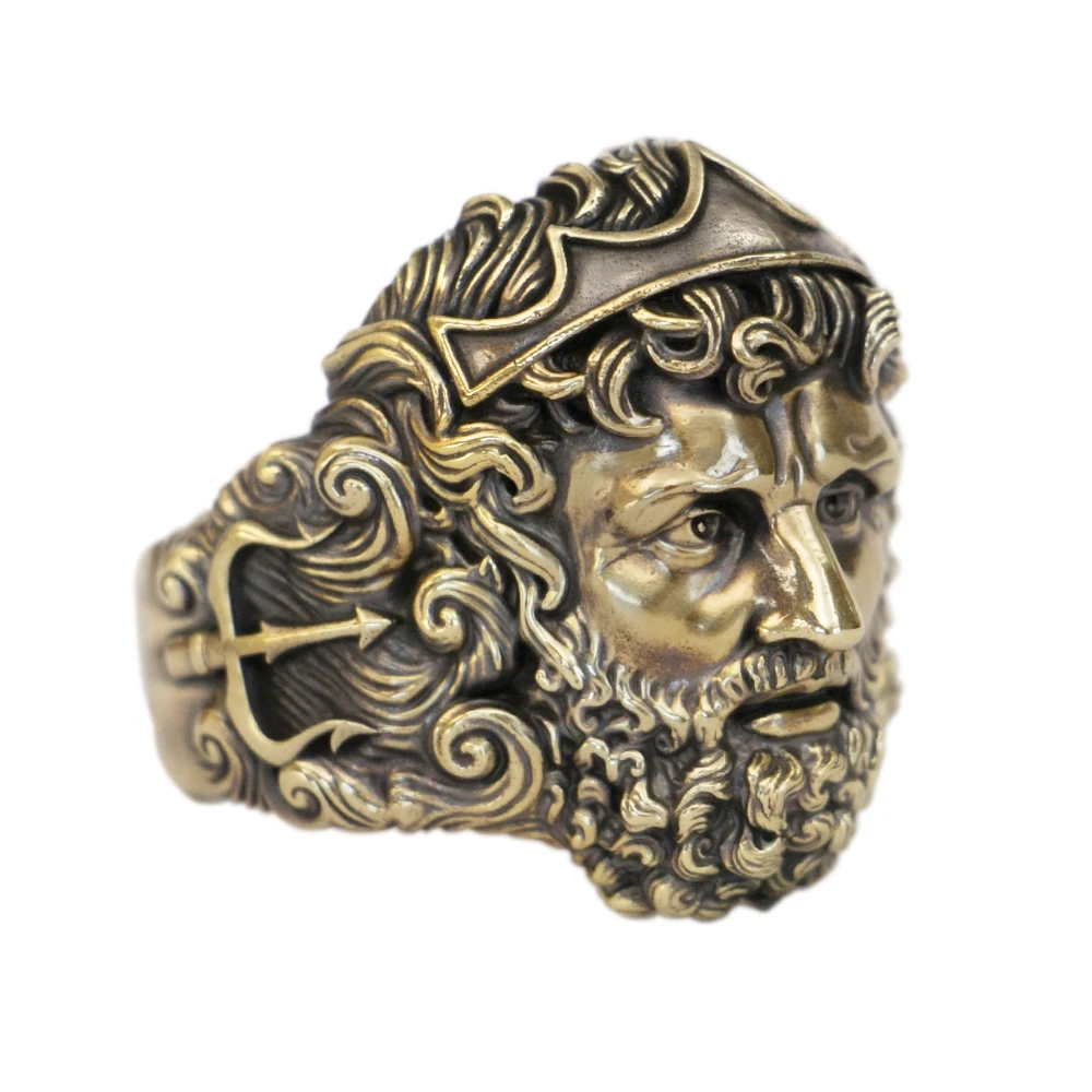 

Brass Poseidon Trident Ring King of Sea Punk Jewelry BR416 US Size 7~15