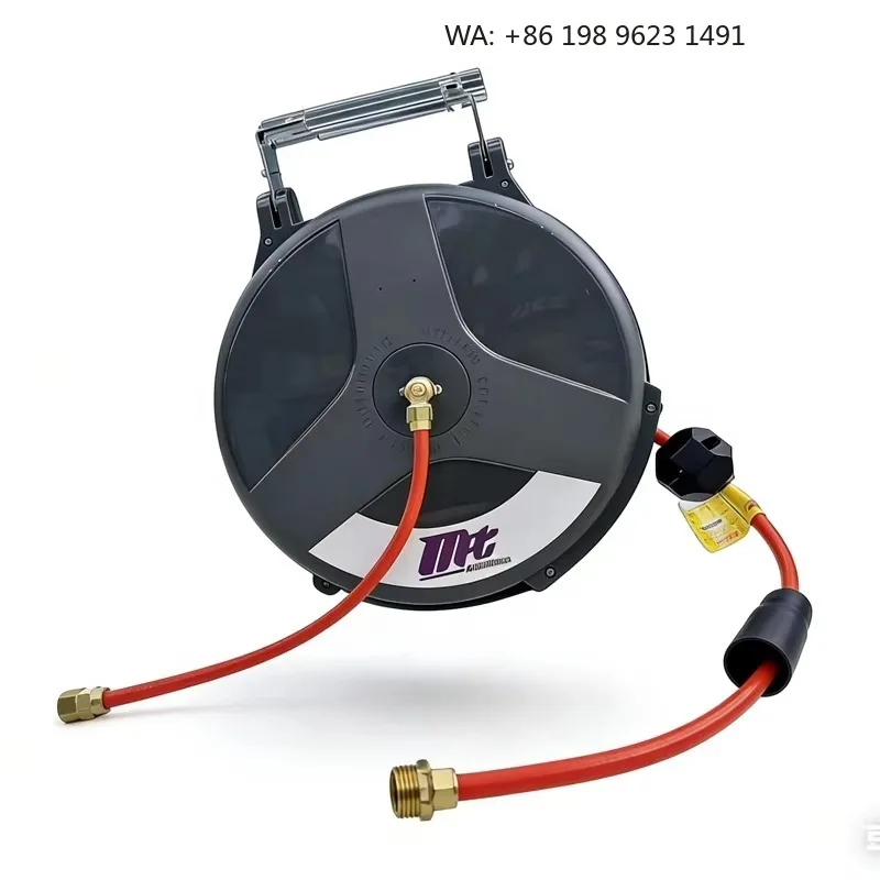 Auto-Retractable Modern Water Hose Reel with Durable Hose Management Brass Connectors for Car Wash Bay