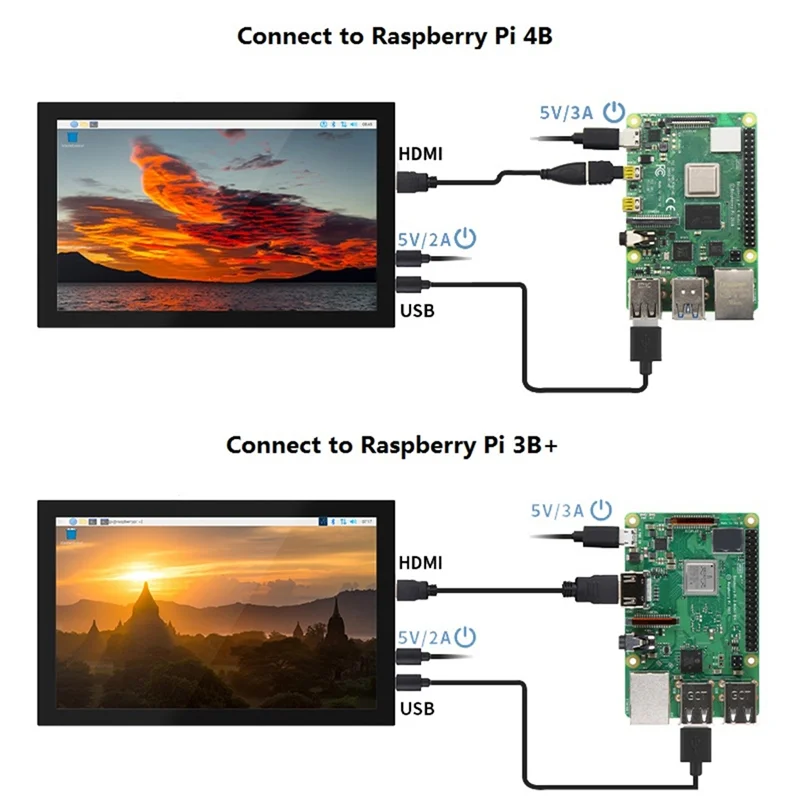 ABBH-10.1 Inch Touch Screen LCD Display with Metal Case for Raspberry Pi 3B+/4B Jetson Nano PC ,EU