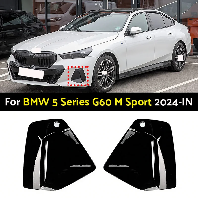 

Car Front Bumper Side Splitter Canards Fins add on part Air Intake Vents Trim Cover For BMW 5 Series G60 M Sprot Bumper 2024-IN