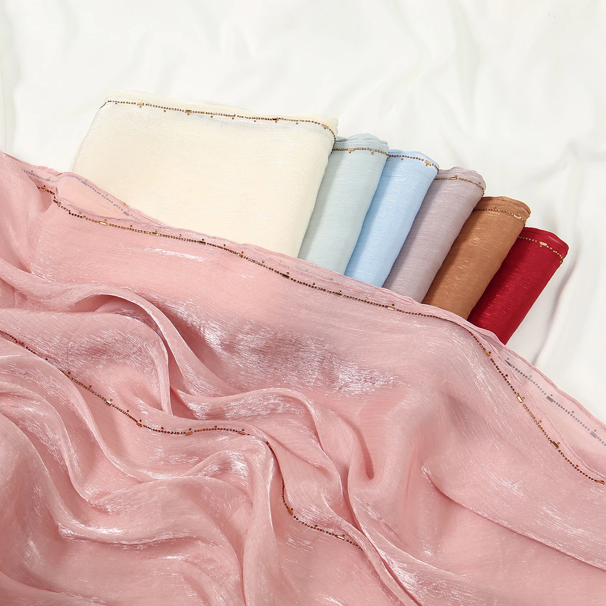 امرأة مسلم الحجاب شال الشيفون لامع حجر الراين الحرير الحجاب بريق لامعة وشاح الإسلام عمامة رمضان الحجاب يلتف