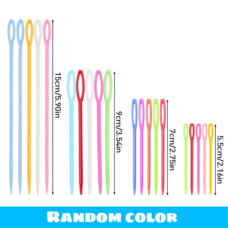 200Pcs Plastic Knitting Needles Mixed Color Crochet Hooks Wool Yarn Needle Children DIY Sweater Weaving Tools Accessory