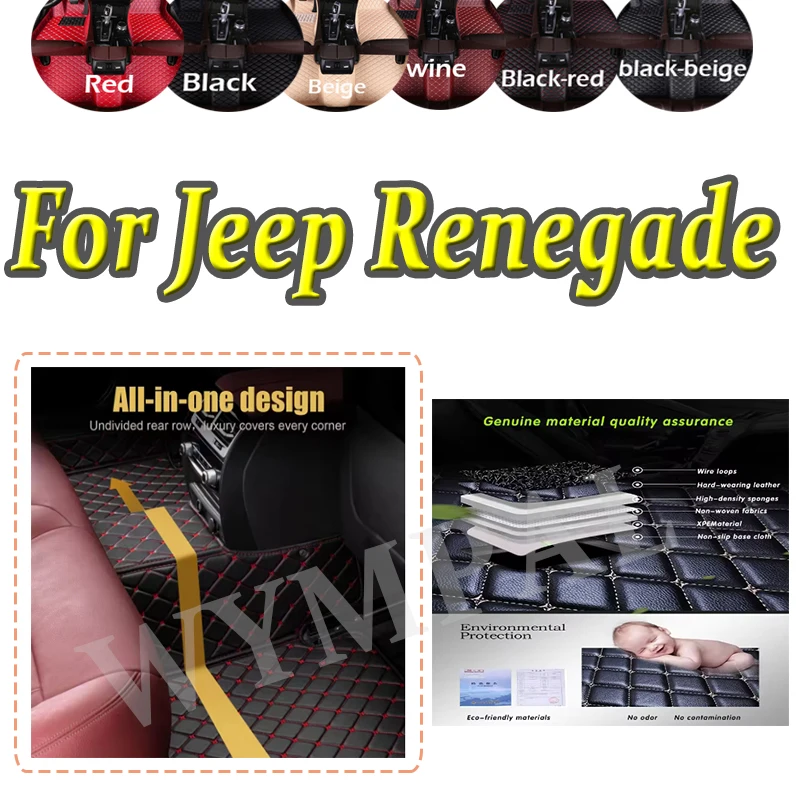 

Luxury Custom Auto Leather Car Floor Mat For Jeep Renegade 2016 2017 2018 2019 Car Mat Full Set Waterproof Accessories interior