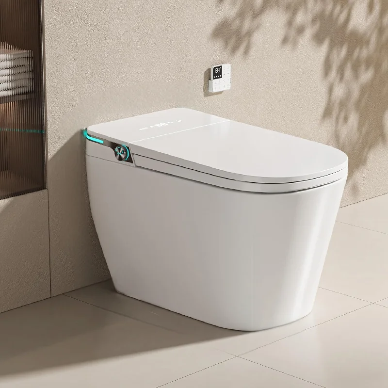 

Современный умный унитаз-моноблок с пультом ДУ, подогревом сиденья, двойным смывом, автоматическим управлением, керамический, усиленный