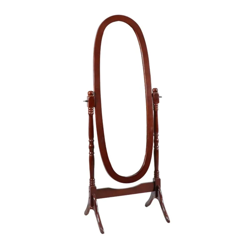 

Korean blogger fitting the same French retro solid wood clothing round floor full-length mirror ins style