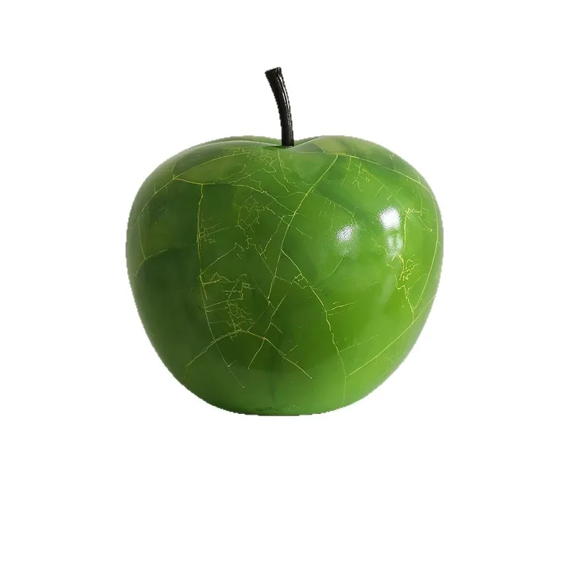 Home Furnishing French Hand-painted Texture Apple Art Sculpture Green Large Resin Ornament High-end Ornament