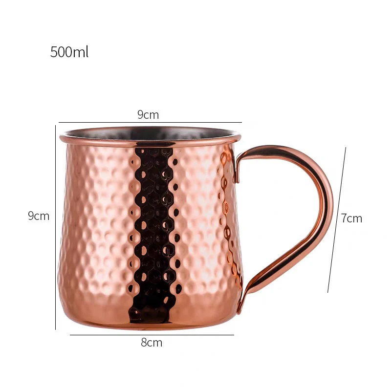 JUSTINLAU 500ML Cocktail Glass Stainless Steel Rose Gold Hammered Copper Plated Mug Whiskey Alcohol Cup Home/Bar Wine Utensils view 6