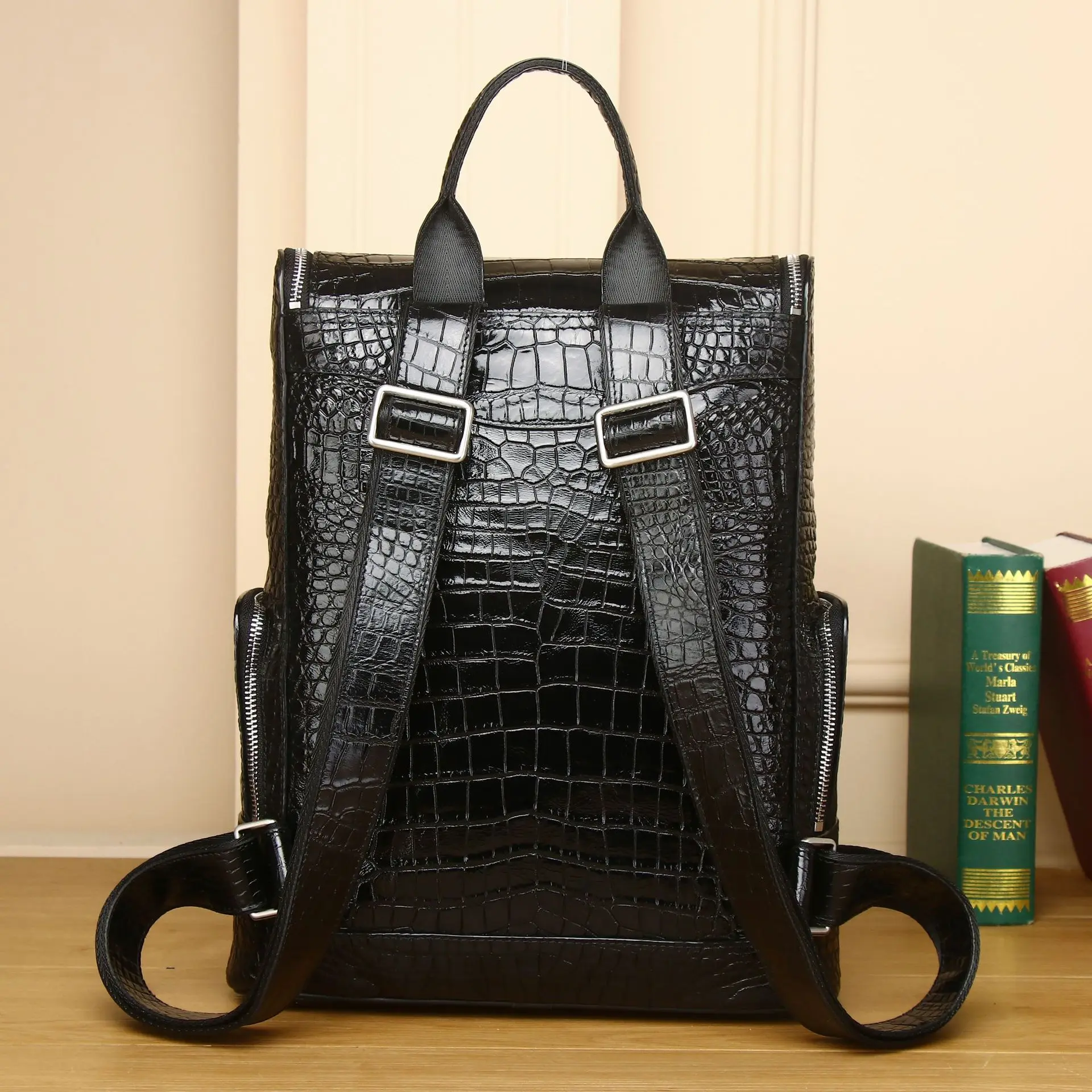 New Crocodile Belly Pattern Men's Backpack Large Capacity Backpack Fashion Trend Business Travel Bag Leisure Bag Handbag