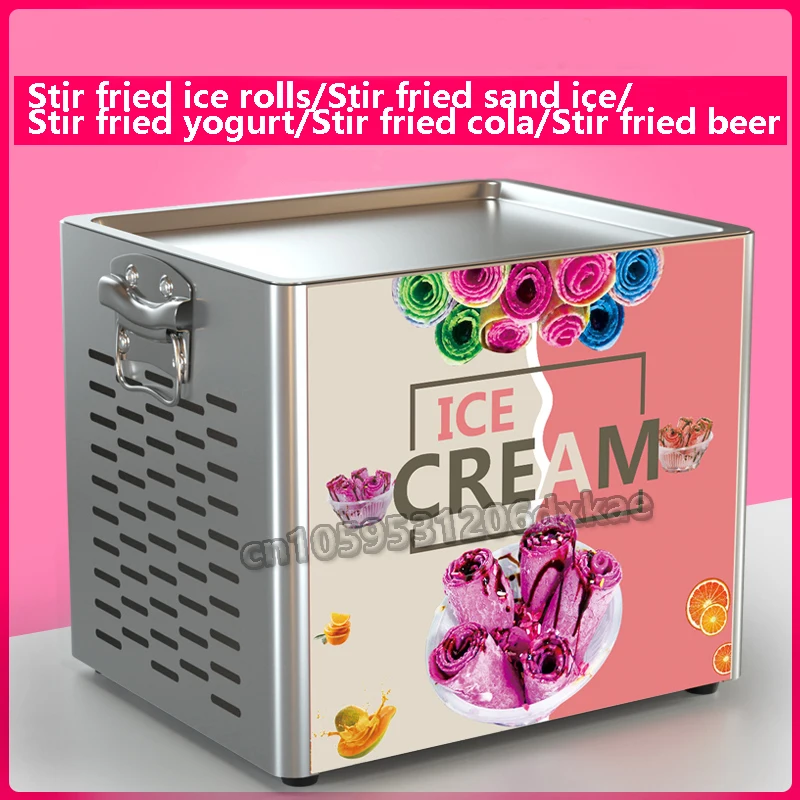 Yogurt Fried Ice Machine Electric Frying Ice Cream Machine Stainless Steel DIY Juice Ice Cream Rolls Maker for Home 110V/220V