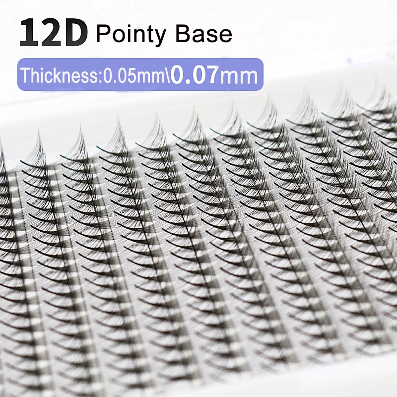 

Hand Woven 12D Pointy Base Volume Lashes 12D Sharp Stem Premade Fans maquiagem False Eyelashes Individual Eyelashes Extension