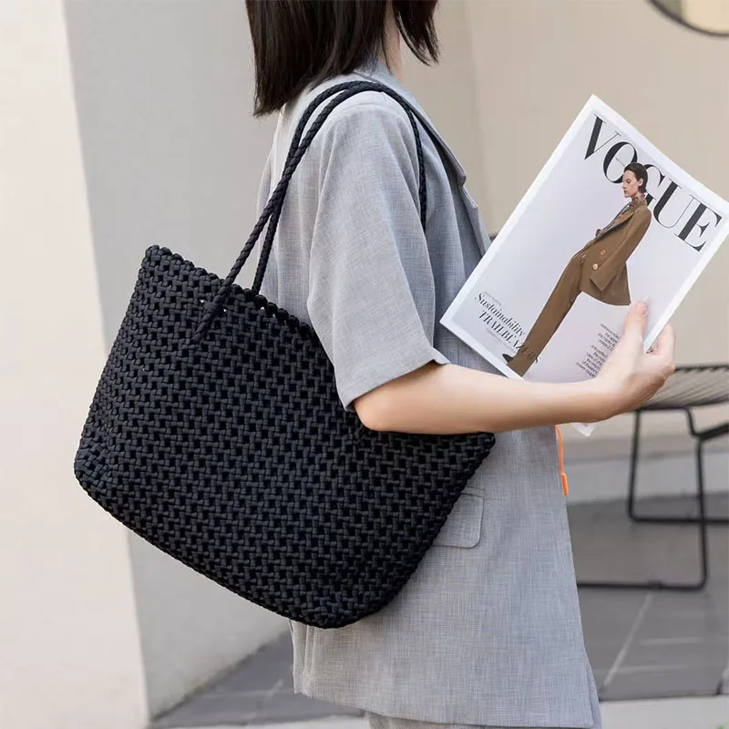 

Women's Large Capaci Woven Tote Bag 2025 New Sle Casual Commuter Hollow out Single oulder Underarm Bag Korean Sle