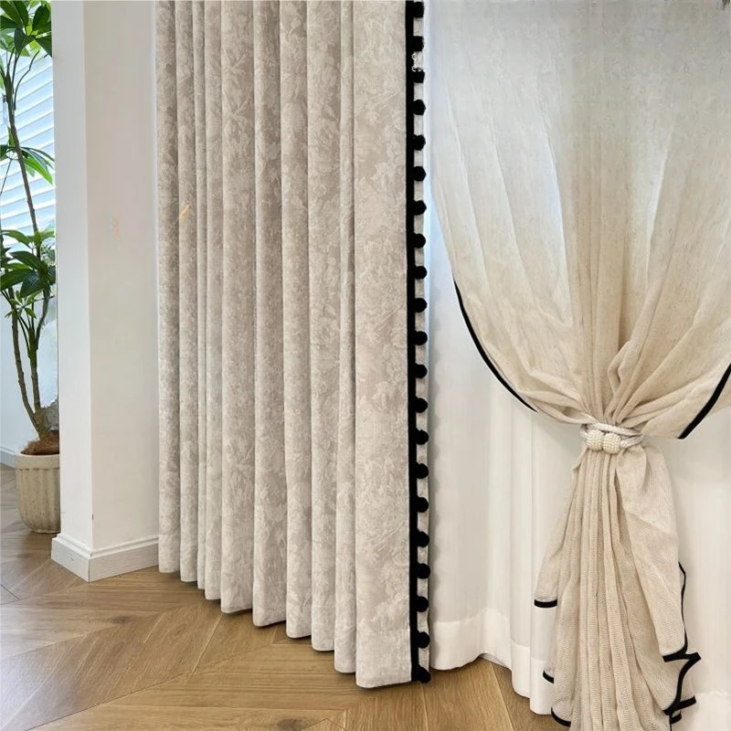 

Bedroom high-end new French retro medieval chenille jacquard living room curtain cloth
