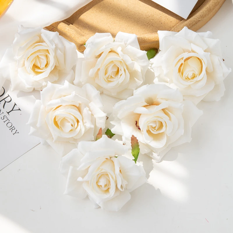 100PC 10CM Wholesale Artificial Flowers for Scrapbook Christmas Home Decor Wedding Garden Rose Arch Fake Silk Head Candy Box image 3