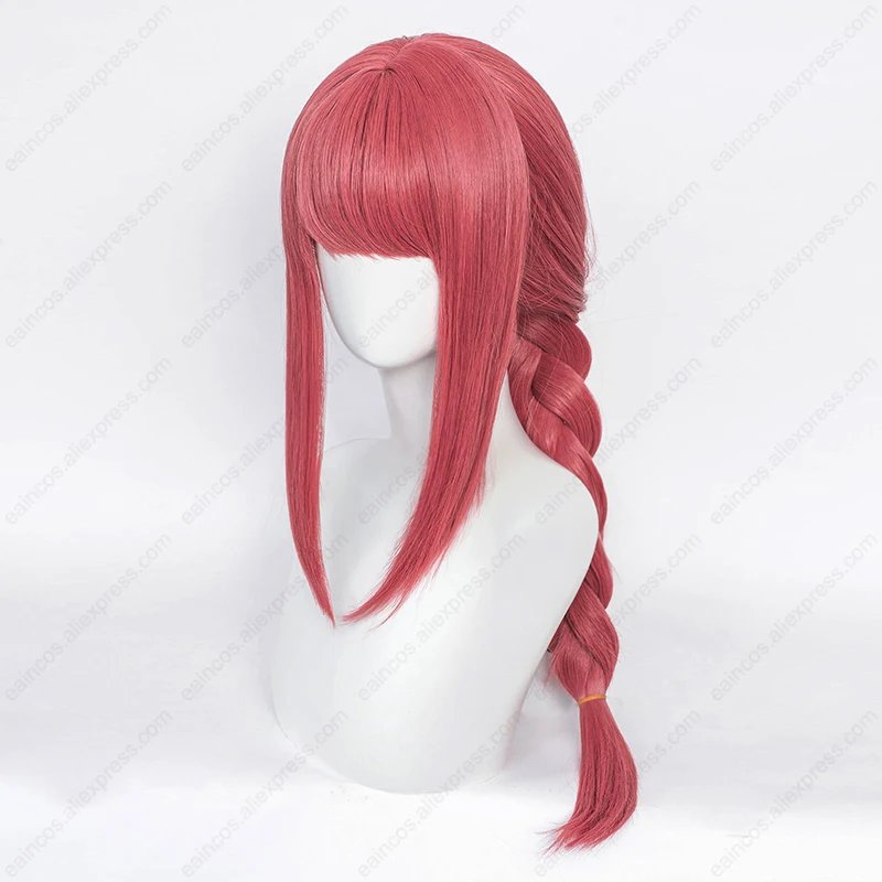 Parrucca Cosplay Anime Makima 70cm parrucche intrecciate rosse lunghe rosa parrucche sintetiche resistenti al calore parrucche del cuoio capelluto del partito di Halloween