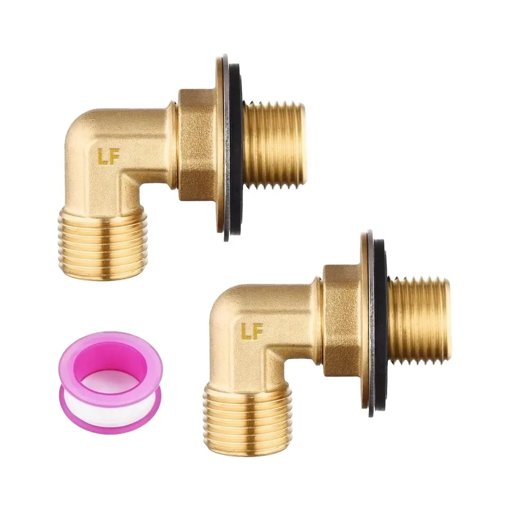 90 Degree Brass Wall Mount Faucet Installation Kit for Commercial Sinks Compact Design with Complete Hardware Set