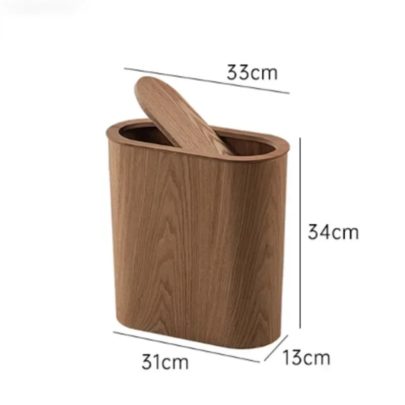 New Nordic Wooden Trash Can Large-capacity with Lid Kitchen Trash Can Solid Wood Paper Basket Creative Kitchen Storage Supplies