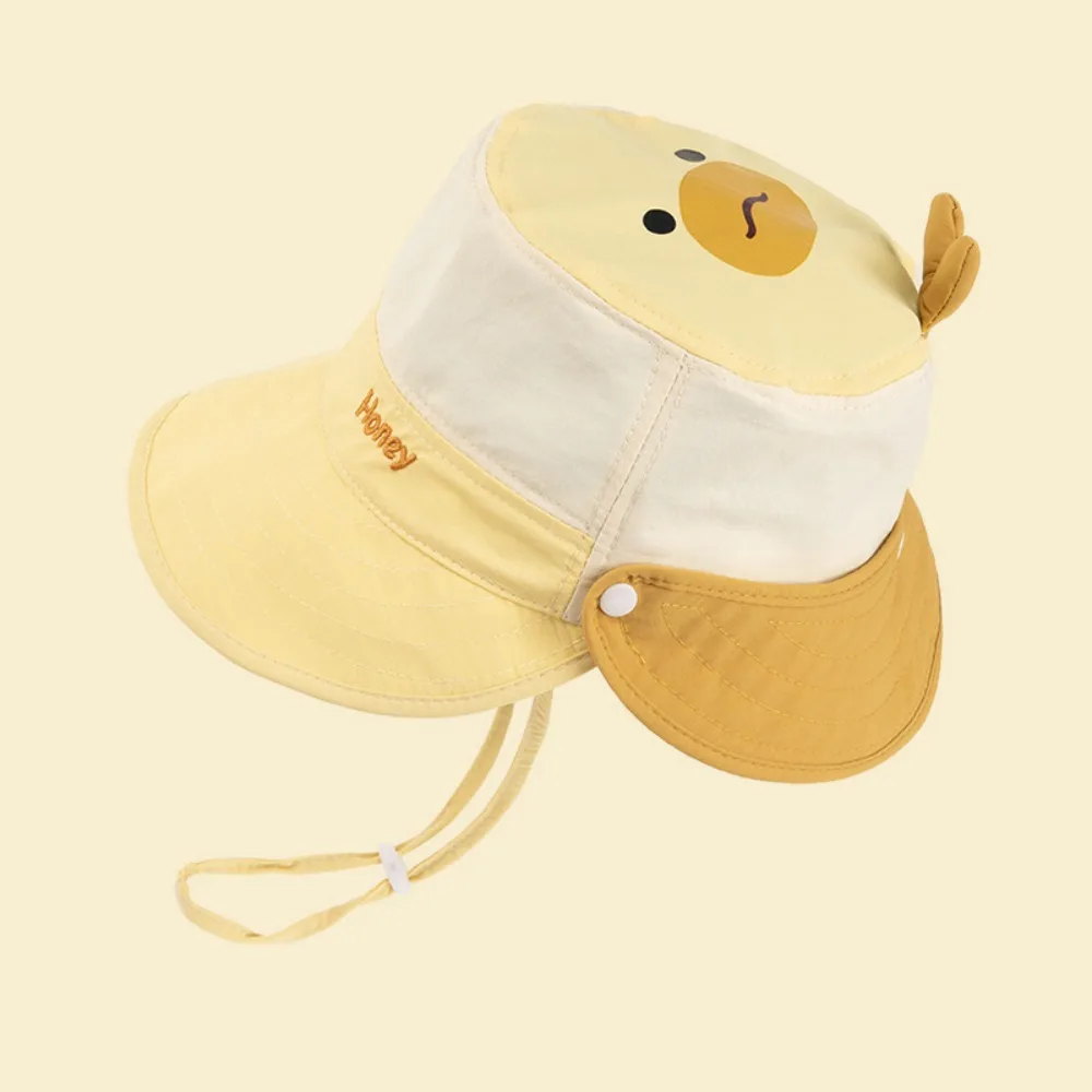 

Quick-dry Cartoon Animal Bucket Hat Letter Embroidery Detachable Summer Sunhat Anti-UV Sun Hat Shading Hat