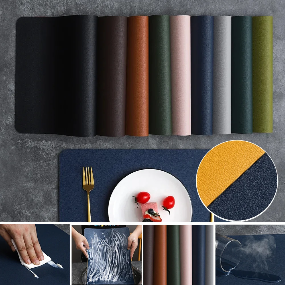 

PVC Double-sided Leather Dining Table Mat Home Decorative Table Mat Desktop Decoration Anti Slip Bowl Mats Kitchen Accessories