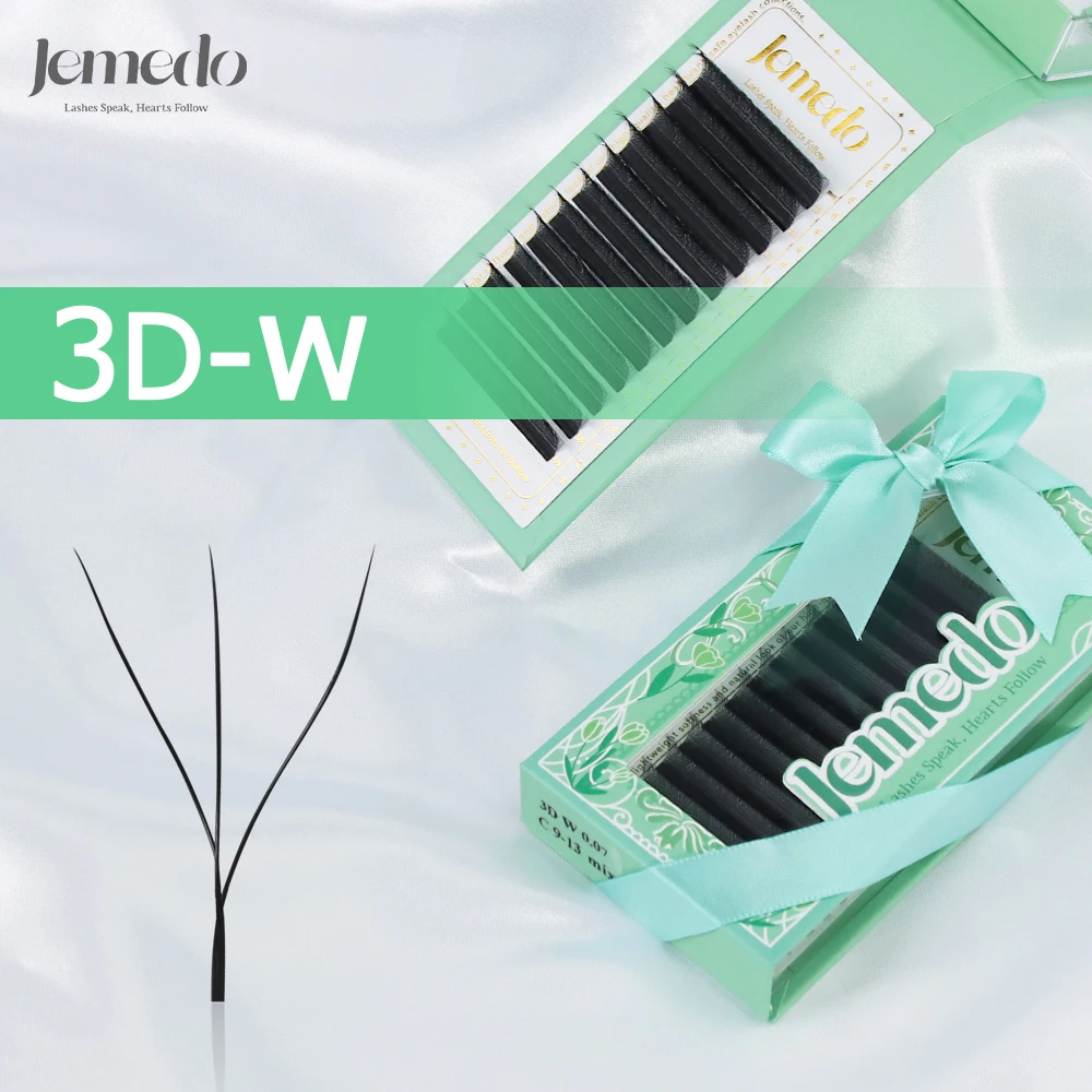 

JEMEDO 3D Lash Extensions 0.07mm W-Shape Eyelash Extensions Natural Premade Volume Fans C/D/M Curl Lashes For Beauty Eye Makeup