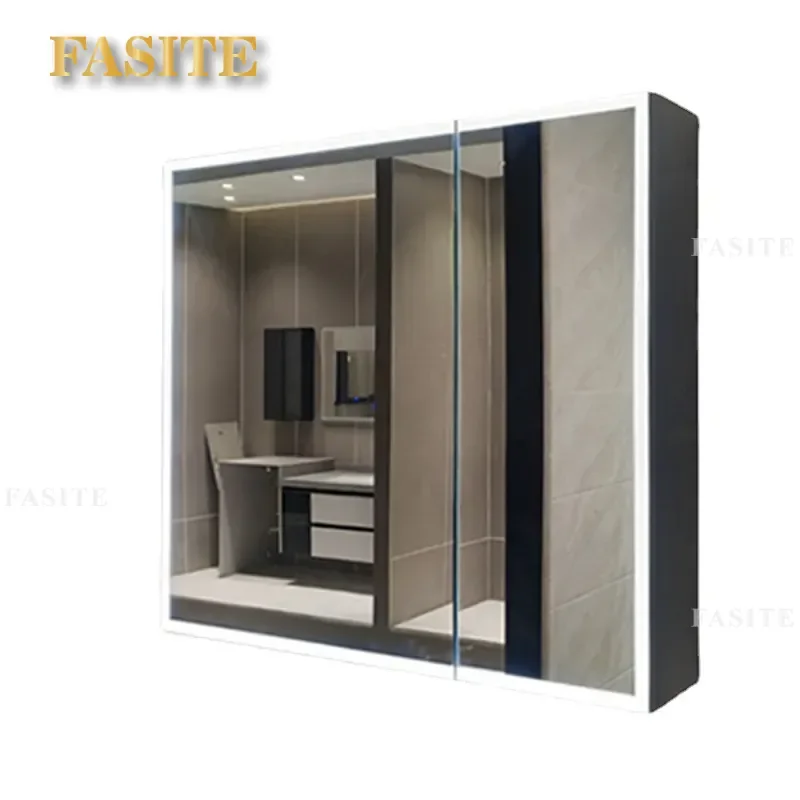 For Custom Aluminum Alloy Smart Mirror Cabinet Wall Mounted Bathroom Storage Rack Integrated Design Non Standard Size Top