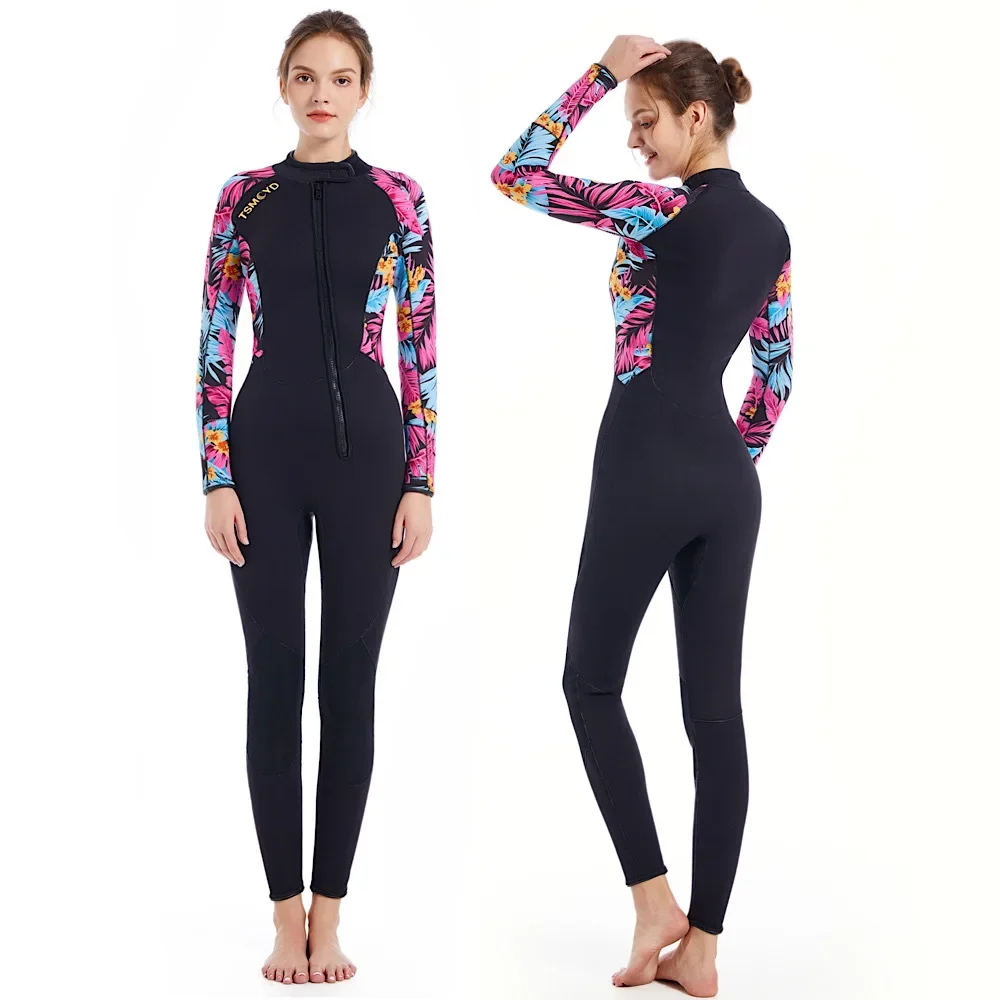 

New 3MM diving suit, chloroprene rubber diving suit, long sleeved printed warm swimsuit, snorkeling and surfing jellyfish suit