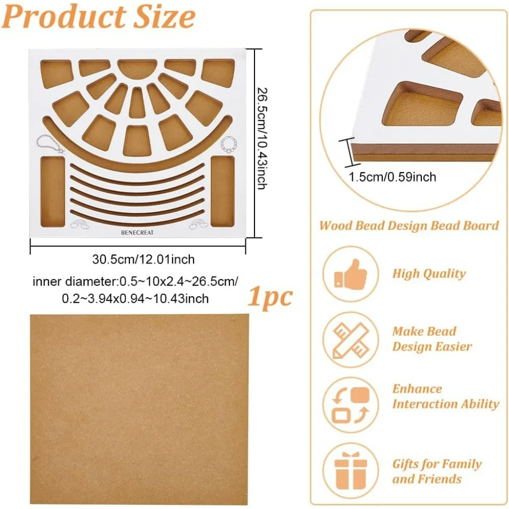 Tapete de contas de madeira, bandeja organizadora de joias de placa de miçangas com grades em forma de leque para fazer joias, suprimentos de miçangas,