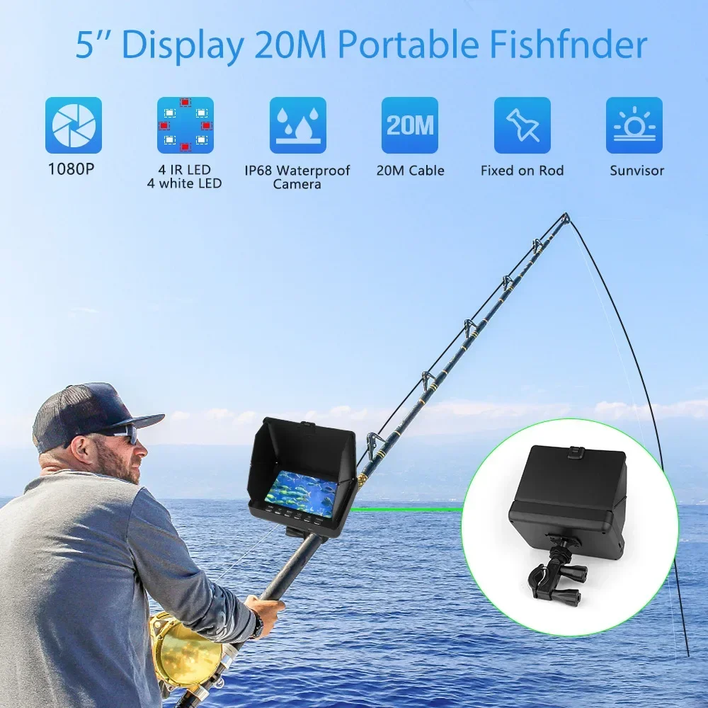 Underwater Fishing Camera Fish Finder 5.0 Inch LCD Display For Ice/Sea/River Fishing Camera 5000mAh  with IR outdoor Fishing