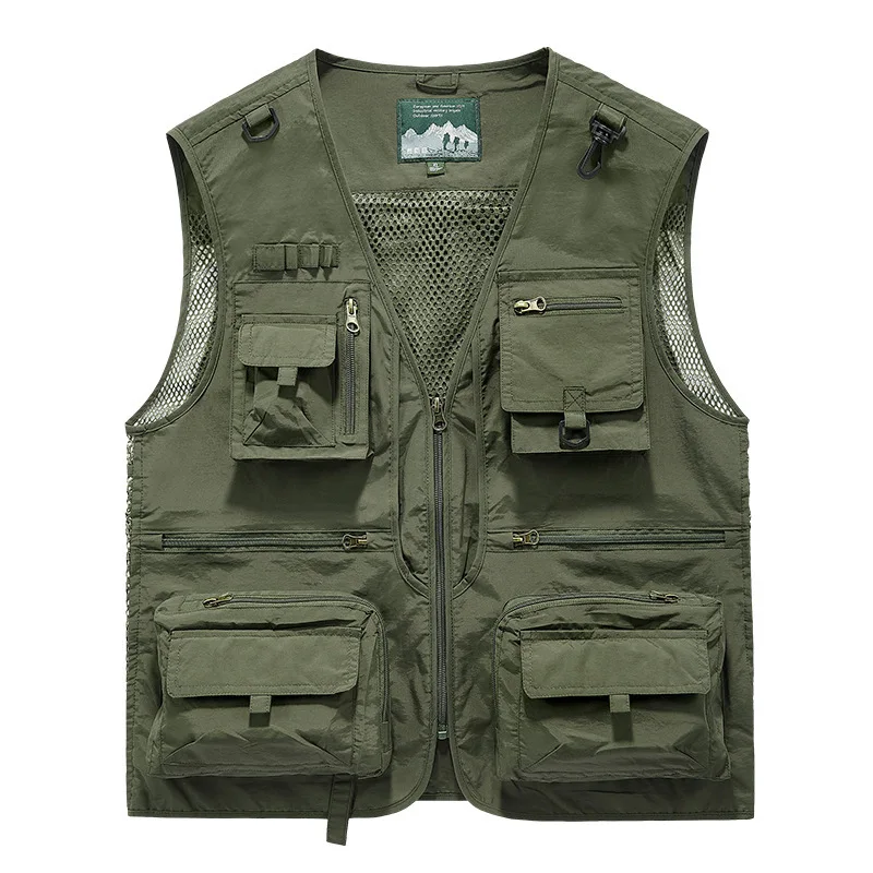Men Breathable Mesh Quick-Dry Gilet Multi-Pocket Outdoor Sleeveless Waistcoat Casual Fishing Photography Vest For Hiking Travel