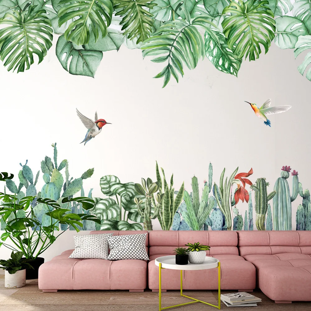 

Nordic Tropical Green Leaves Wall Sticker for Bedroom Living Room Sofa TV Background Wall Decor Vinyl Wall Art Decals Home Decor