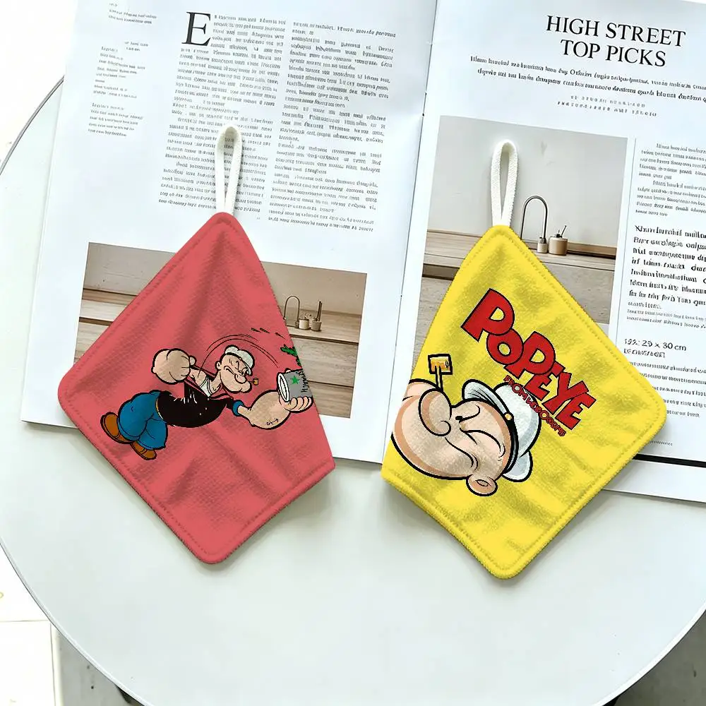 P-PopeyeS The S-Sailor Cartoon Multi-scene Polyester Cotton Towel, Hanging Hand Wiping Cloth For Kitchen Bathroom Hotel