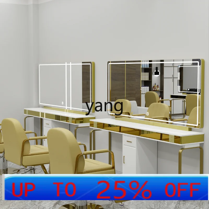 

LH hair salon store special marble countertop mirror cabinet integrated double-sided hairdresser hair cutting mirror table
