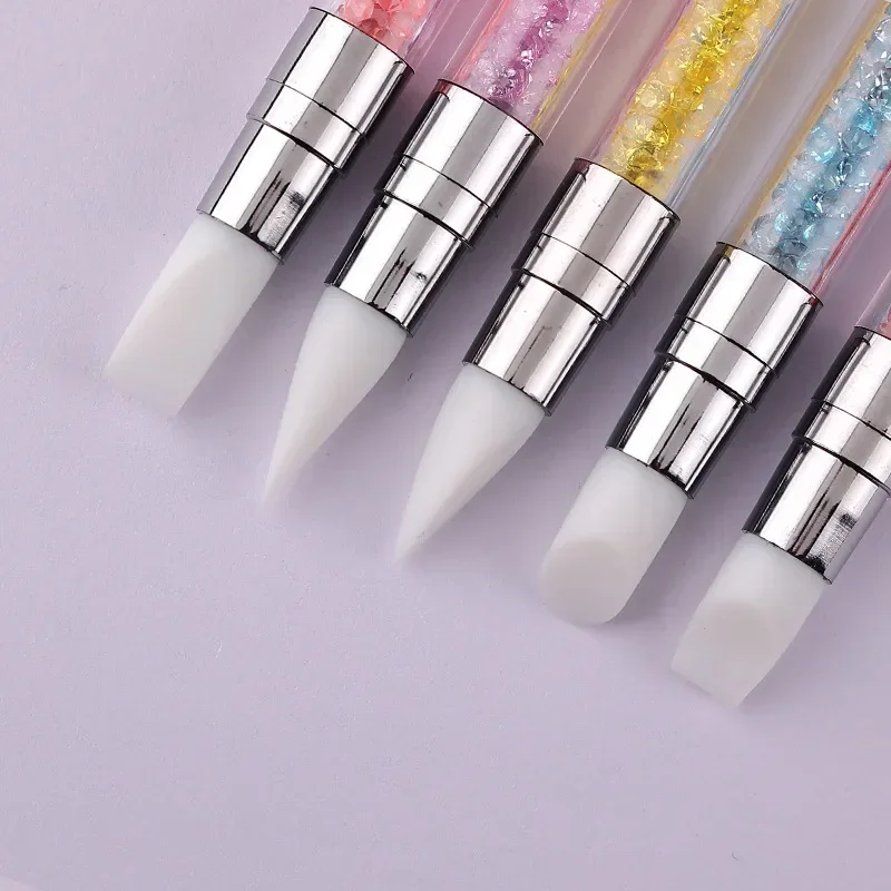 1 PC New Double Way Rhinestone Nail Art Brush Pen Silicone Head Carving Dotting Tool for Women DIY Brush Fashion Dotting Tools