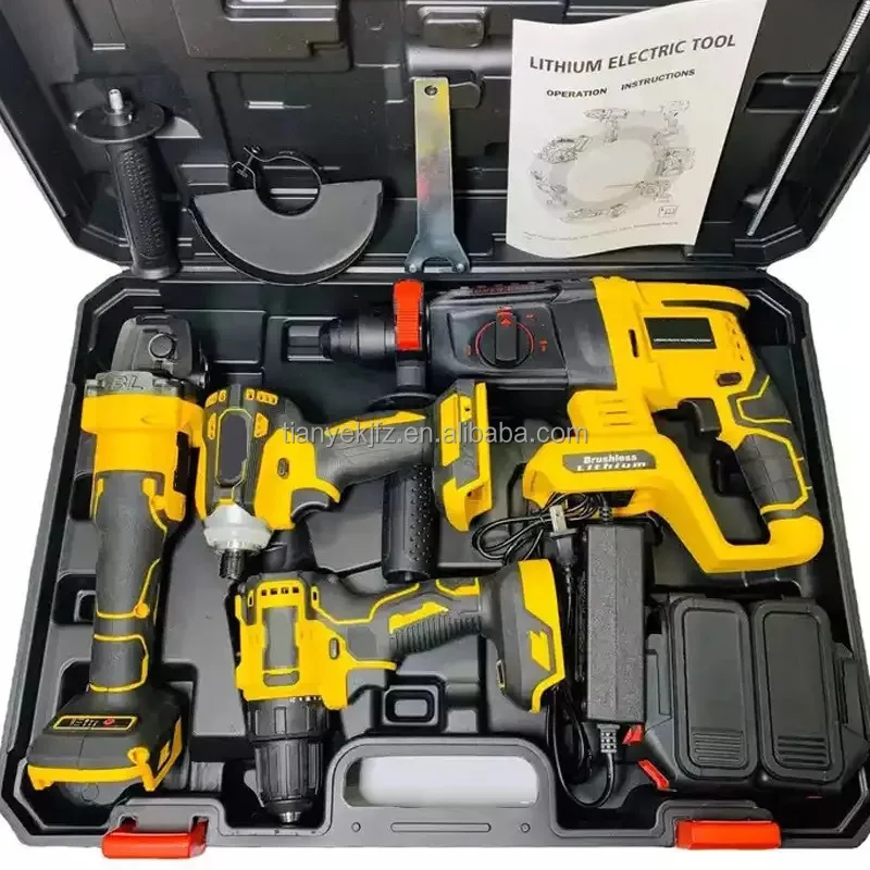 Wholesale Professional 3 in 1 Cordless Power Tools Set Power Construction Tools Hardware Supplies Wrench Drill Set ToolsFactory