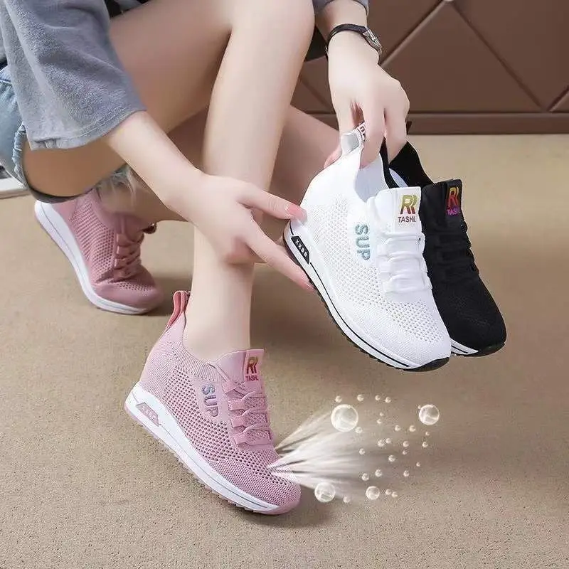 Women Wedges Shoes Platform Shoes 2023 Spring Breathable Casual Shoes Woman Fashion Sneakers Height Increasing Vulcanize Shoes