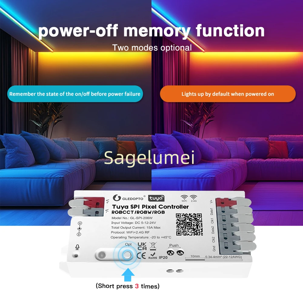 

Tuya SPI Digital LED Controller GLEDOPTO WiFi Smart Life App Control Digital for RGBCCT RGB RGBW Pixel Strip Lights DIY Music