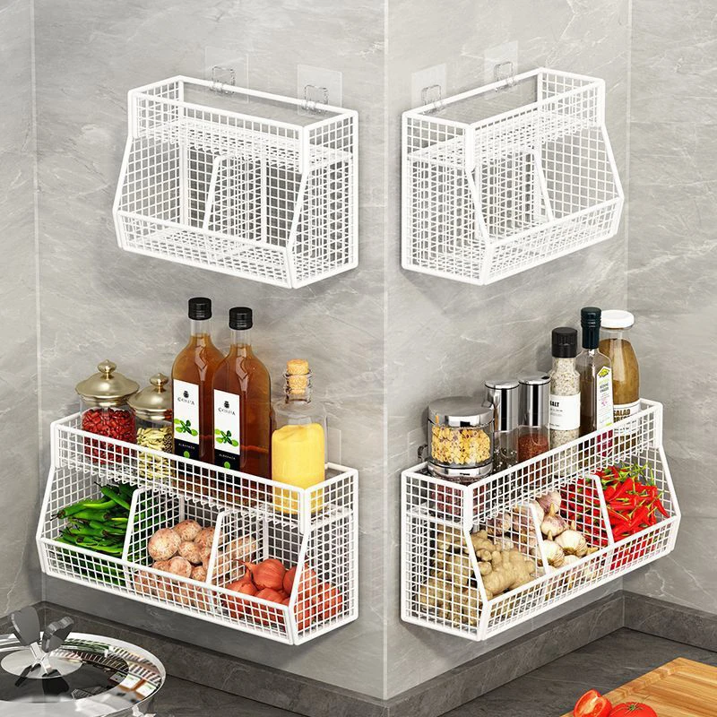 Hot 1PC Wall Mounted Kitchen Storage Basket Durable Wire Storage Rack For Vegetables And Fruits Suitable For Home Organization