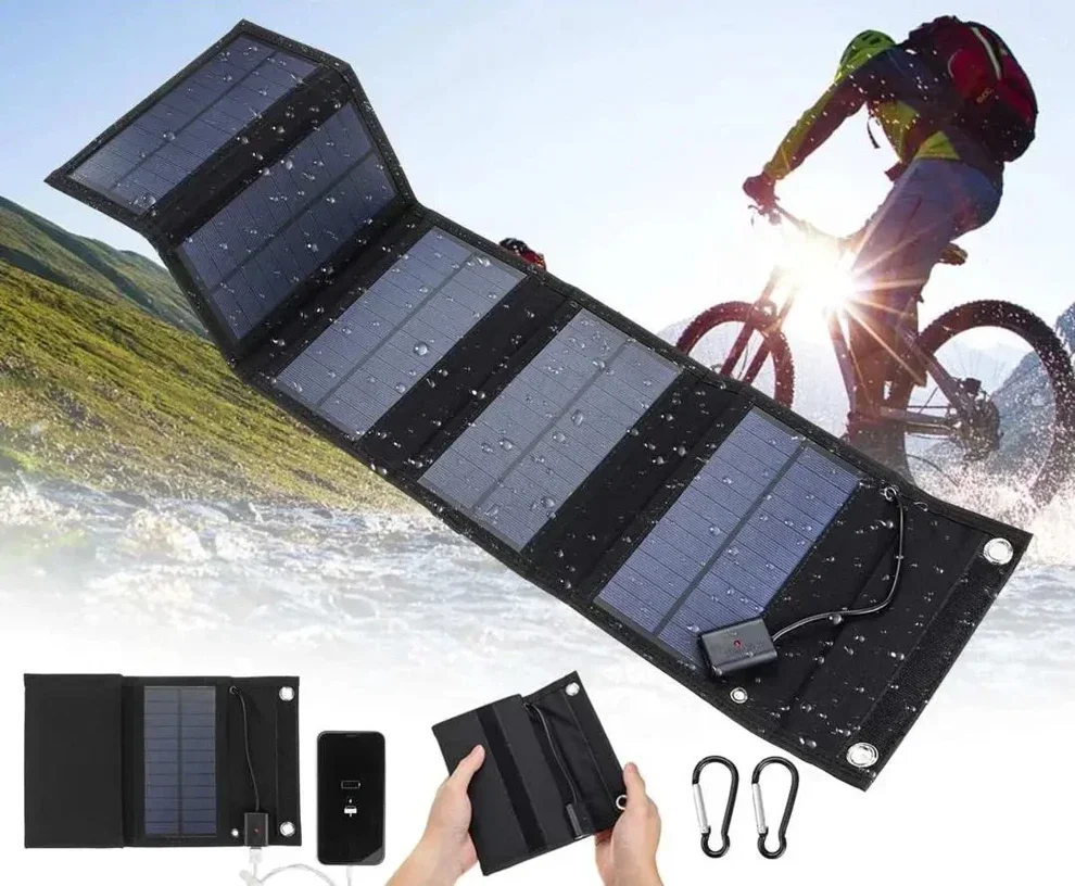 12V 100W Foldable Solar Panel Charging Portable Foldable Mobile Phone USB Outdoor Power Bank Travel Charger Household