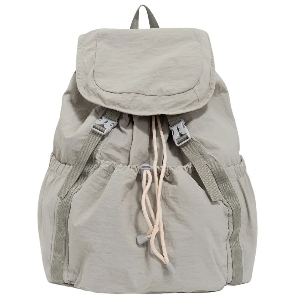 Fashion Large Capacity Drawstring Backpack Polyester Lightweight Pleated Backpack Versatile Unisex Outdoor Bag For Women Man